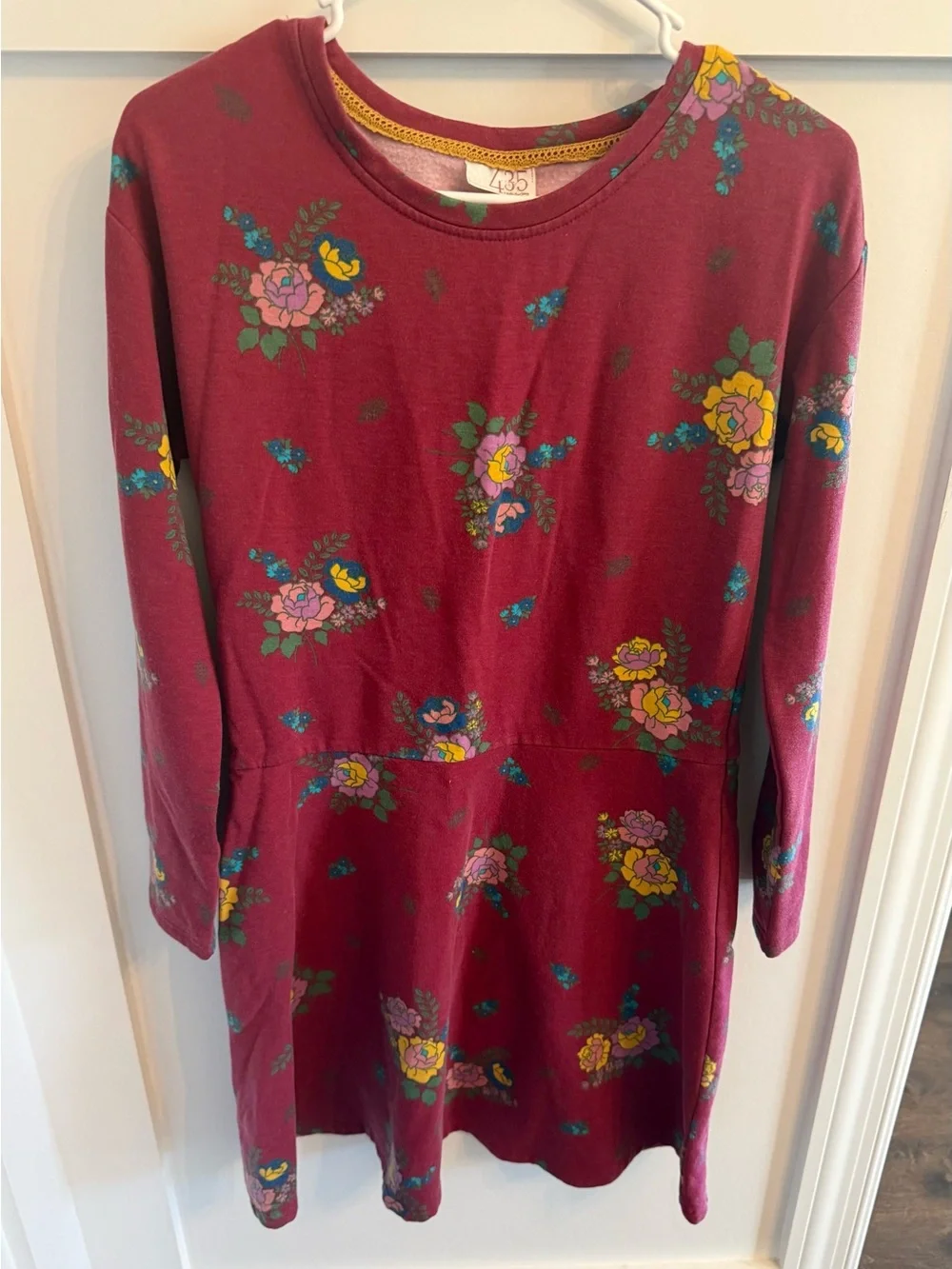 Matilda Jane Size 16 Girls' Burgundy Floral Long-Sleeve Dress